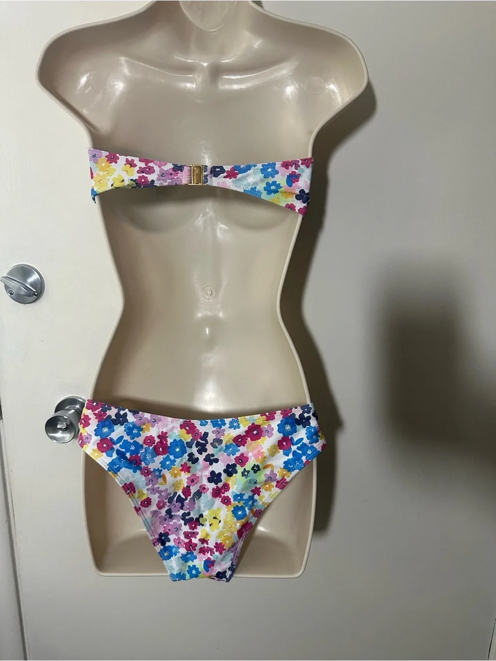 Lulu's Multicolor Floral Ring-Front Bandeau Bikini